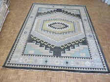 12 x 15 Hand Knotted Black Colorful Geometric Oushak Oriental Rug G11725