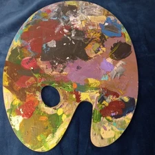 ARTIST'S  PAINTING  PALETTE - USED,  pallet painter's,  wood  Both Sides Painted