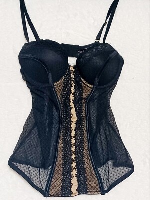 Daisy Fuentes - Black Lingerie Bustier SEXY No clip ons sz Small