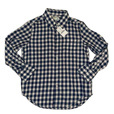 NWT Crewcuts Blue Check Long Sleeve Button Down 6-7