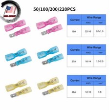 Heat Shrink Male Female Spade Terminals Electrical Wire Connectors Kit US 220-50
