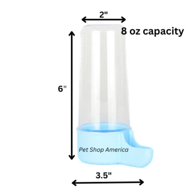 PET SHOP AMERICA 2 Bird Water Tube Feeder Drinker Siphon Auto Dispensers 8 oz Canary Feeders