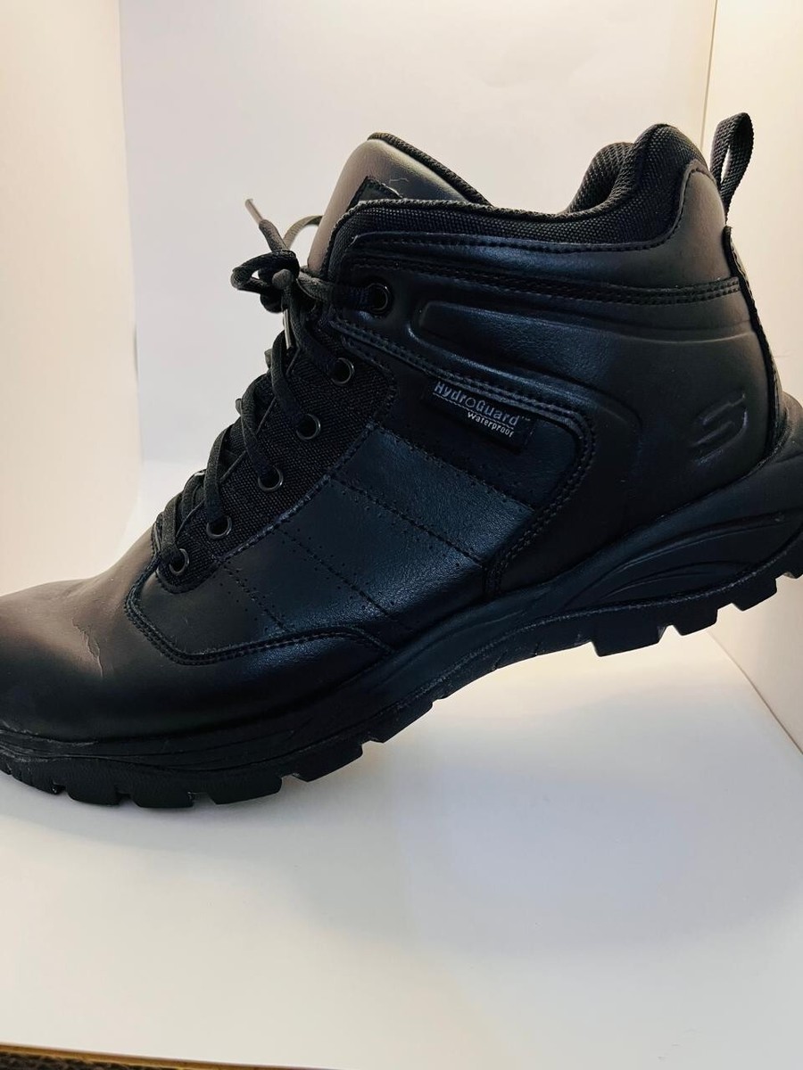 Men's Safety Work Boots SKECHERS ,Leather Steel Toe, us 10, Black