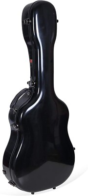 Crossrock Dreadnought Acoustic Guitar Case, Black Fiberglass Flight Hardshell