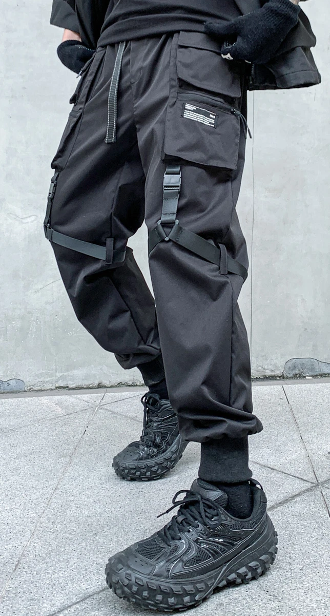 Cargo Pants Men Solid Color Black Loose Casual Jogger Pocket Elastic waist  Ankle Length Trousers Techwear - … | Cargo pants men, Casual joggers, Mens  fashion trends