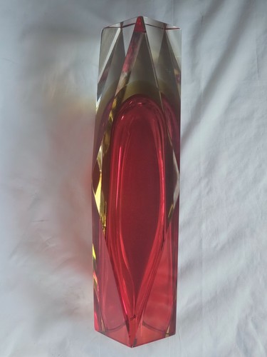 Gorgeous Italian Murano Sommerso red and amber tri-colour vase, (d) - Picture 13 of 20