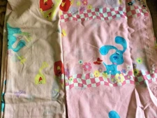 Vintage BLUES CLUES Salt & Pepper Twin Fitted & Flat + Pillow Case SHEET SET EUC