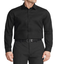 Calvin Klein Men's Slim Fit Dress Shirt, Black, Sz-16.5 32-33