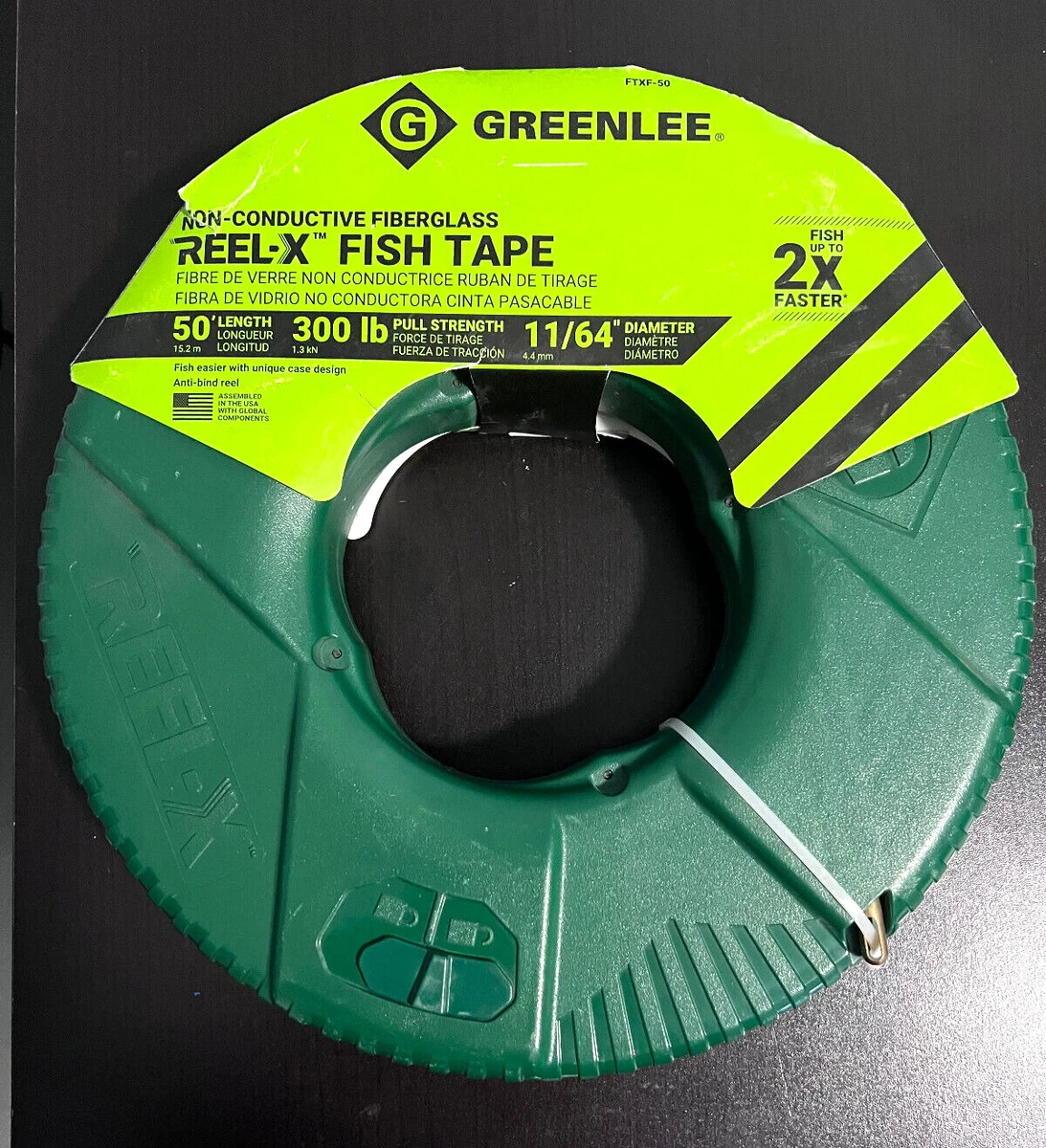 Greenlee FTXF 50 Fiberglass Fish Tape 50 ft 300lb pull strength 11