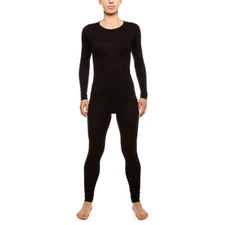 Merino Wool Women’s Breathable Pajama Set * Base Layer Outdoor Clothing Black