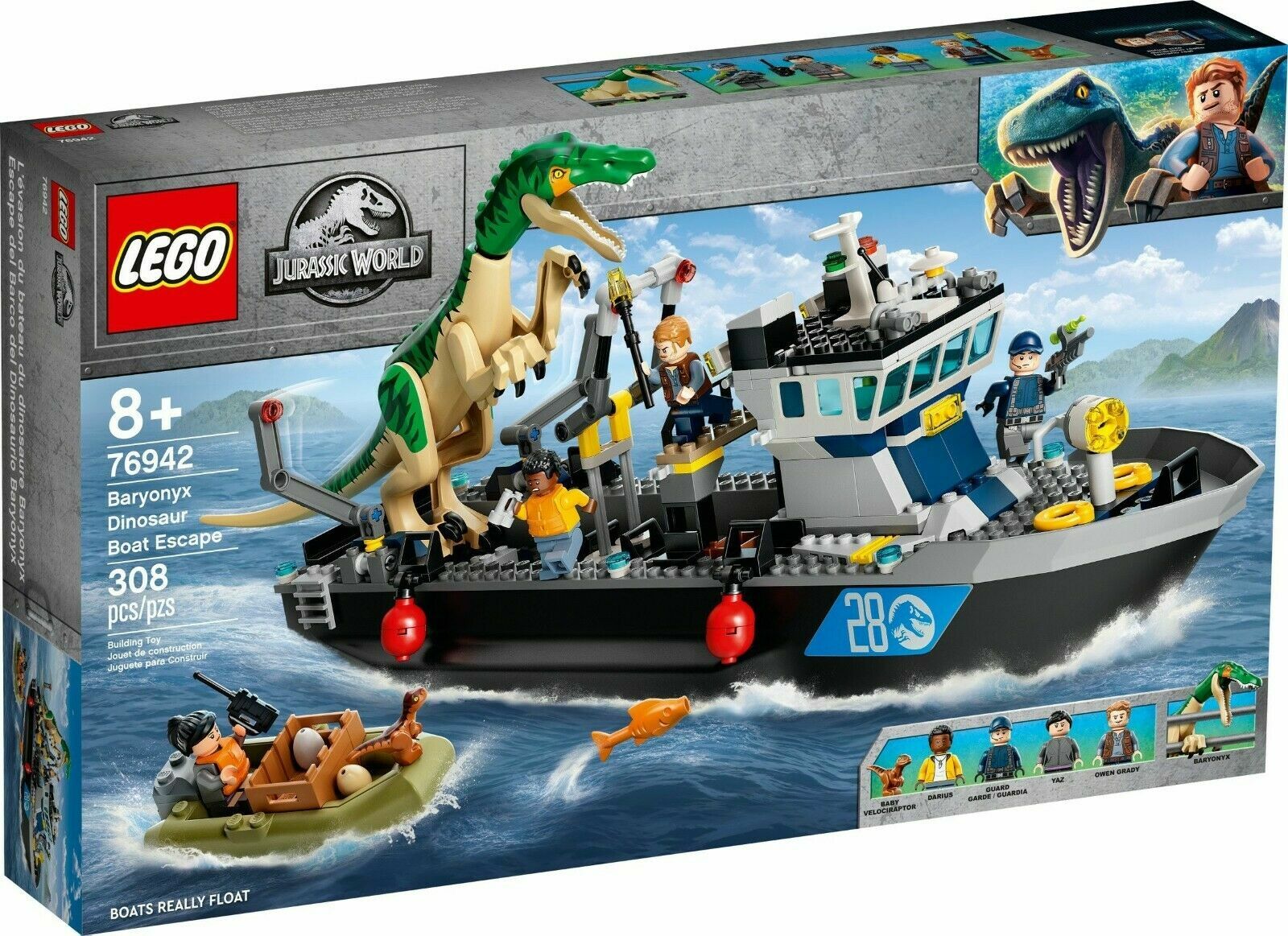LEGO JURASSIC WORLD FUGA SULLA BARCA DEL DINOSAURO BARYONYX - LEGO 76942