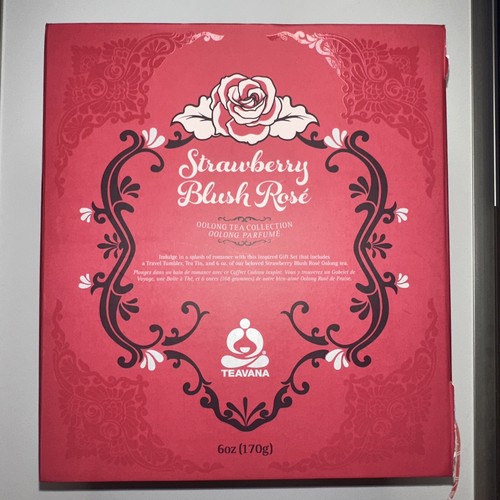 NEW Teavana Box Gift Set Strawberry Blush Rosé Oolong Tea Travel Tumbler Tea Tin - Picture 2 of 6