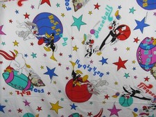 Vintage 90s Looney Tunes Flat Crib Sheet Tweety Bugs Warner Bros Gerber Baby