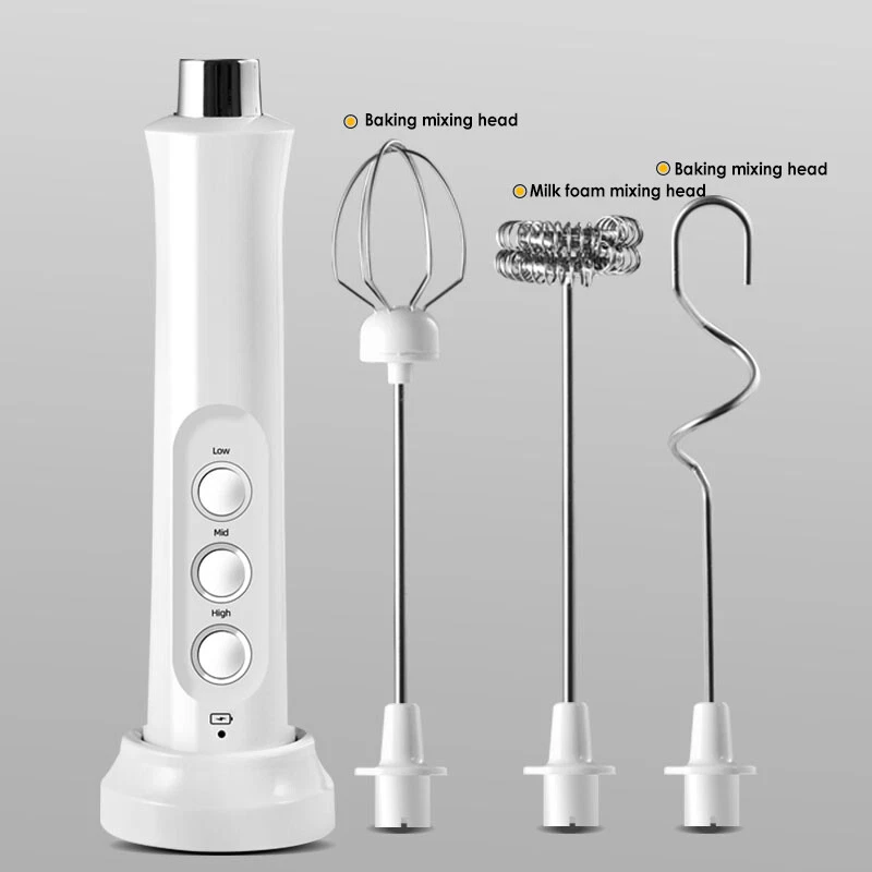 Milk Frother Handheld Double Whisk Foam Coffee Maker USB Rechargeable Electric