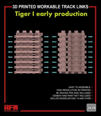 RYEFIELD MODEL RFM RM-2029 1/35 3D Printed Workable Track For Tiger I Early Prod