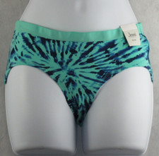 Jenni Women's Hipster Panty Underwear, Teal Blue Multi Tie Dye, Small