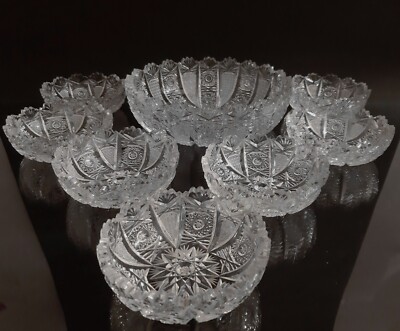 Exclusive bowl  & 7x dessert plates lead crystal/ Bohemia crystal,Czechoslovakia