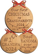 3 PCS SET Grandparents First Christmas Ornament 2024 Our First Christmas
