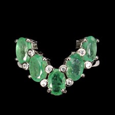 925 Sterling Silver Ring Oval Emerald 6x4mm Simulated Cz Gemstone Jewelry