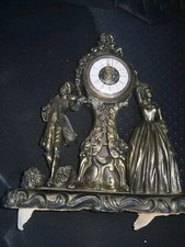 Antico orologio da tavolo in antimonio bronzato d'epoca e stile Liberty