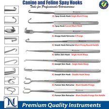 Vet Spay/Neuter Kit - Dog Cat Surgery Tools w/Blunt Hooks & Retractors