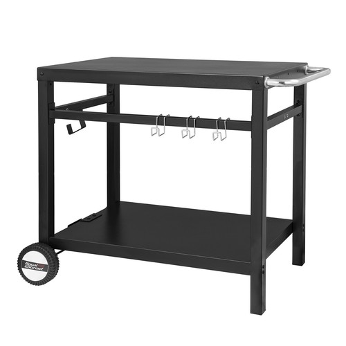 Royal Gourmet Double-Shelf Movable Dining Cart Table with Cylinder Hook and Base - Picture 10 of 11