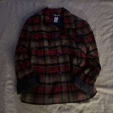New Vtg 90 s Sag Harbor Red Tan Black Plaid Jacket Boxy Oversized Stylish Sz12