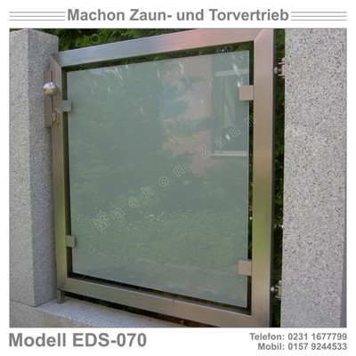 Edelstahl Pforte mit Glasfüllung, Tür, Zaun, Gartentor, Eisentor, Tor