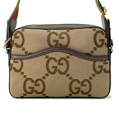GUCCI Jumbo GG Messenger Canvas/Leather Beige/Brown 675891
