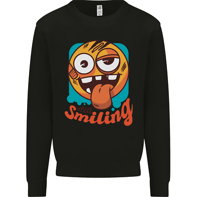 Still Lächelnd Lustig Emoji Erschöpft Müde Herren Sweatshirt Pulli