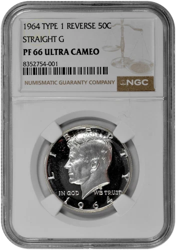 1964 Type 1 Straight G 50c Silver Proof Kennedy Half Dollar NGC PF 66 Ultra Camo