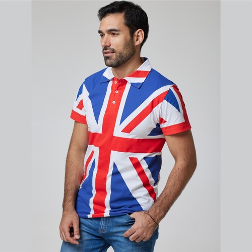Polo Union Jack colletto taglia: S M L XL 2XL 3XL 100% cotone con stampa MARCHIO - Foto 3 di 7