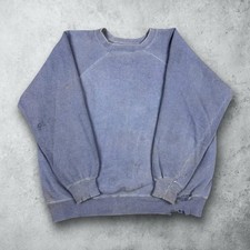 Vintage 60s Faded Distressed Grunge Crewneck Sweatshirt Blue Size Medium Gusset