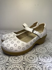 Alegria Rene Mary Jane- White Butter Leather Floral Cutouts- Size 40 9.5/10US 