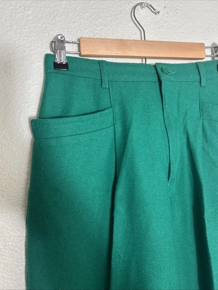 Pantalones de Colección Benetton Hechos en Italia Mezcla de Lana Verde 26x28 Etiqueta Dice 44 Foto 4 de 4