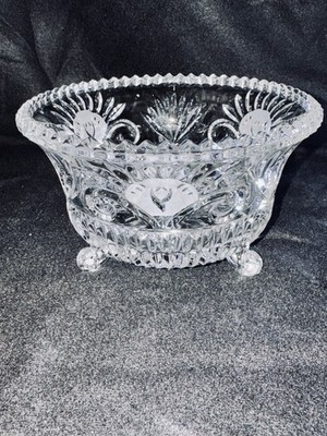Vintage Cut Clear Glass Candy Dish  6 3/4''  Footed PERECT SAWTOOTH EDG