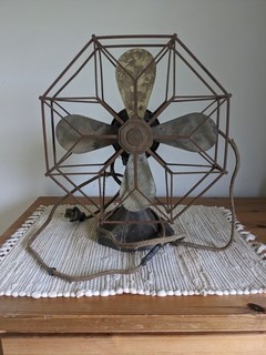 Vntg 1930's Westinghouse Debon Air Table Fan Octagonal Cage Complete Spins