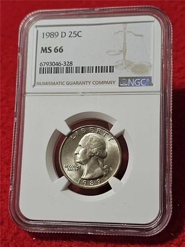 1989-D WASHINGTON QUARTER   NGC MS 66  UNCIRCULATED                     #T1414