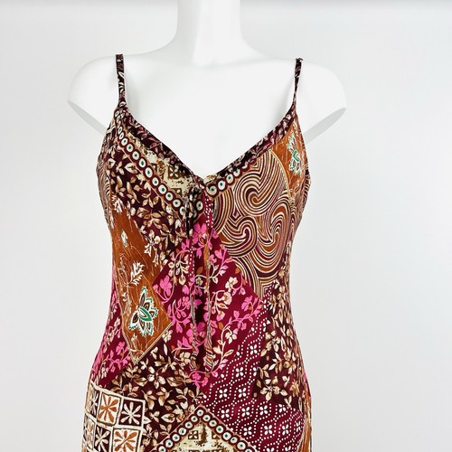 Per Una Patchwork Slip Maxi Dress UK 14 Hanky Hem Boho Hippie Vintage Y2k 2000s - Picture 2 of 24