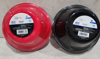 MAINSTAYS SET OF 4 RED & 4 BLACK POLYPROPYLENE 6 IN. BOWLS BPA FREE