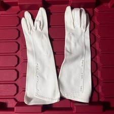 White Lace Dress Gloves Formal Embroidered Mad Men Pinup Pair B Vintage 50s 60s