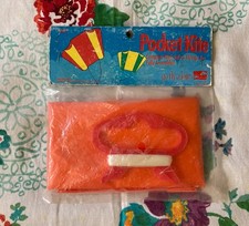 NIP Vintage Orange Plastic POCKET KITE w/STRING - 1970's 80s Free Shipping 