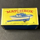 MATCHBOX LESNEY #9 Cabin Cruiser Boat & Trailer & Original Box