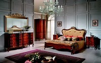 Set 3Tlg. Schlafzimmer Garnitur Bett 2X Nachttisch Barock Italienische MöBel Neu
