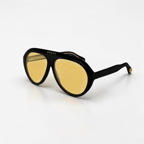 Gucci GG0479S Unisex Aviator Acetate Black Yellow