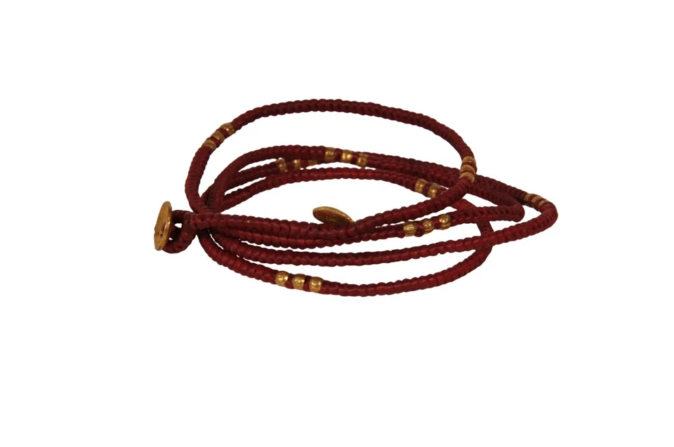 Pulsera envolvente convertible con cordón de cuentas M Cohen collar de oro rojo borgoña .925 Foto 2 de 4