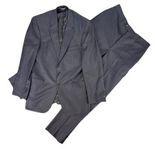 Jos A Bank Signature 2pc Suit Mens 42L Black Pinstripe 2 Button Wool Pants 36x32