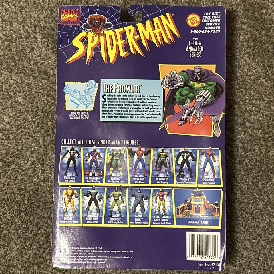 Figura de acción ToyBiz Spider-Man The Merodeador Extending Garras 1995 rara de colección Foto 2 de 4