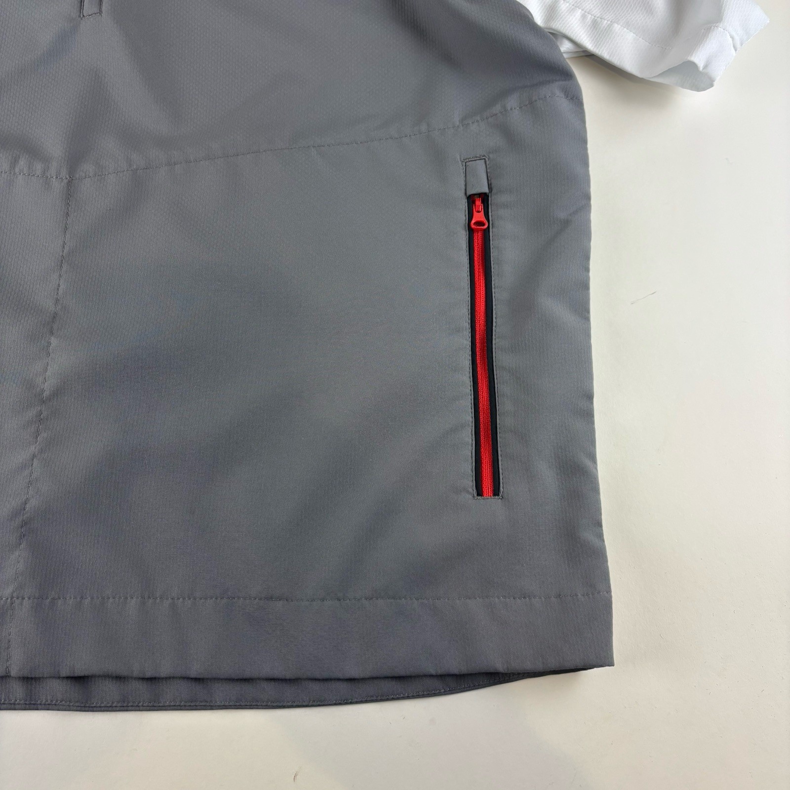 FootJoy Windshirt Men Large Red Blue Quarter Zip Performance Golf Short Sleeve