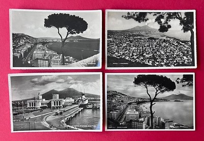 4 x Photo Postcard Napoli Naples in Italy around 1930 Panorama Cityscapes (174796